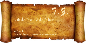 Takács Zádor névjegykártya